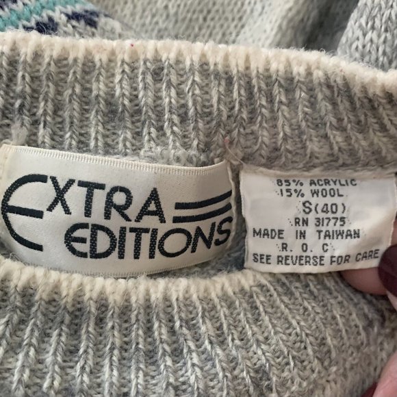 Vintage 80s Teddy Bear and Flower Acrylic Sweater KAWAII CUTE Cottage - Picture 11 of 11